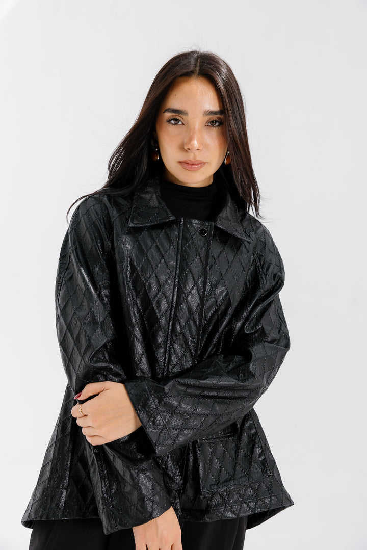 Embroided Leather Jacket - Black (Limited Edition)