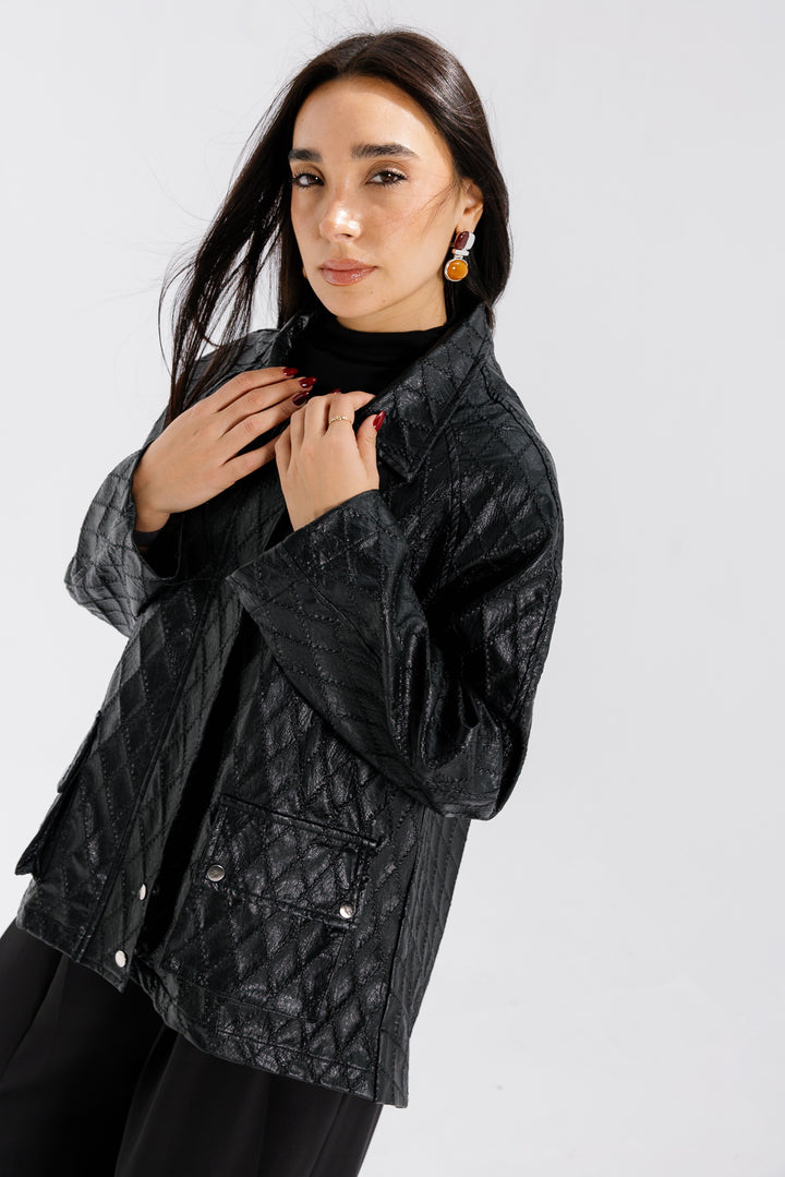 Embroided Leather Jacket - Black (Limited Edition)