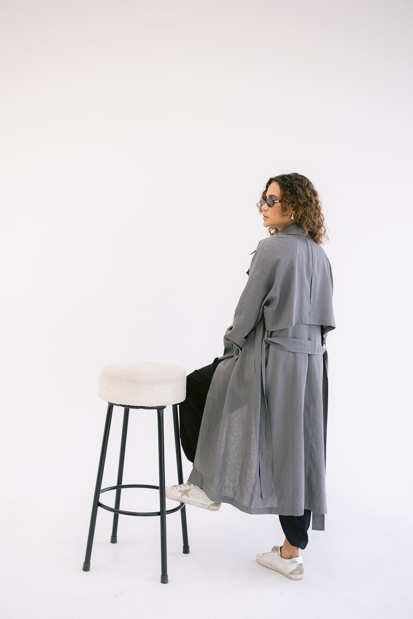 Linen Trench - Dark Grey