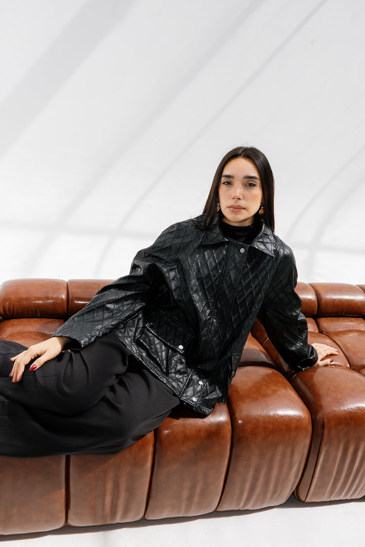 Embroided Leather Jacket - Black (Limited Edition)