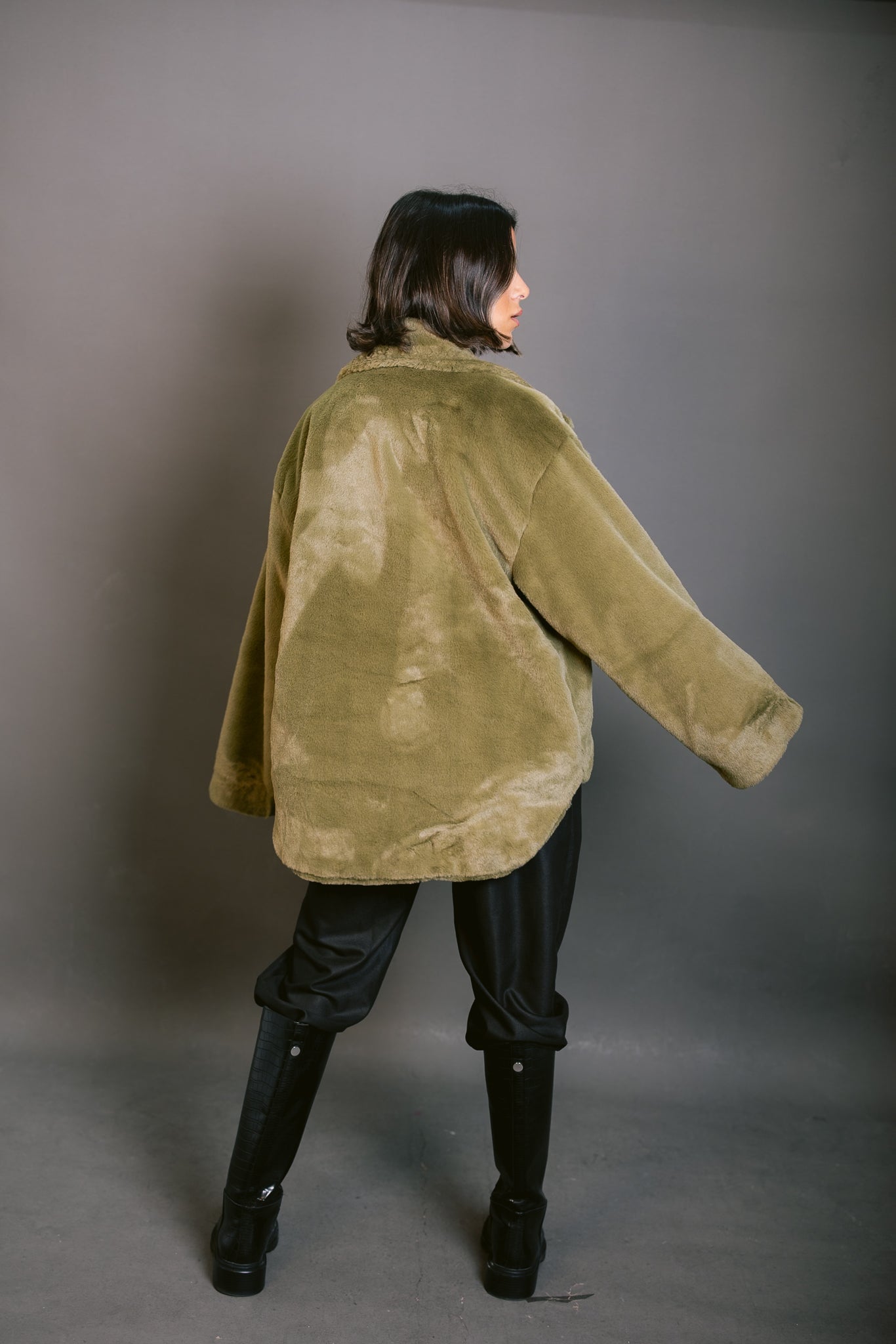 Faux Fur Jacket - Olive