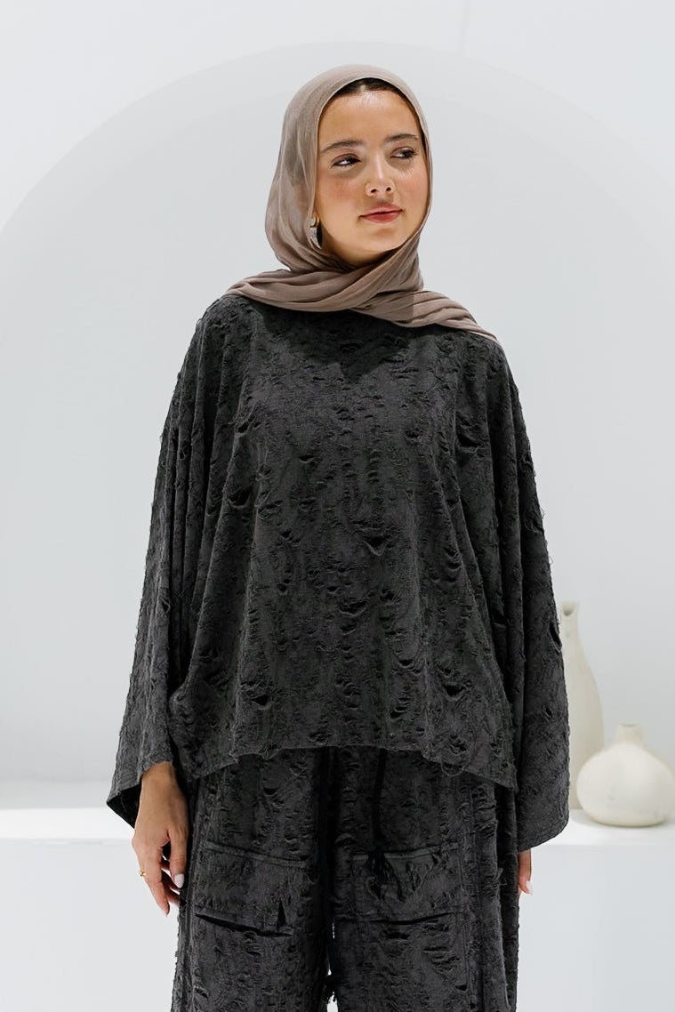 Jacquard Top - Dark Grey
