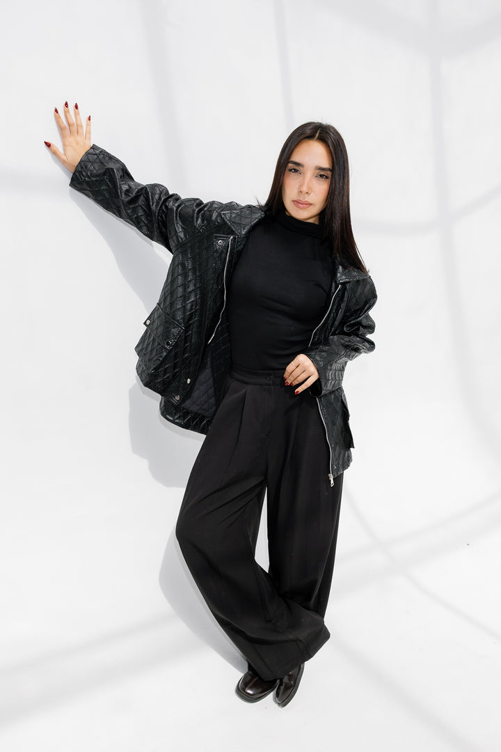Embroided Leather Jacket - Black (Limited Edition)