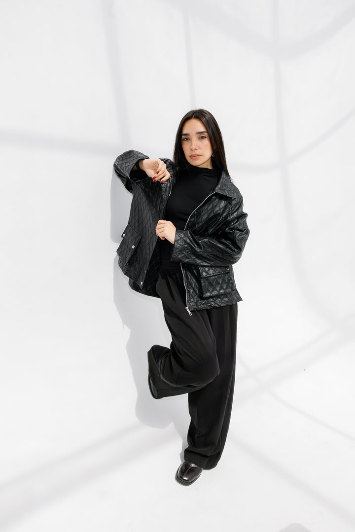 Embroided Leather Jacket - Black (Limited Edition)