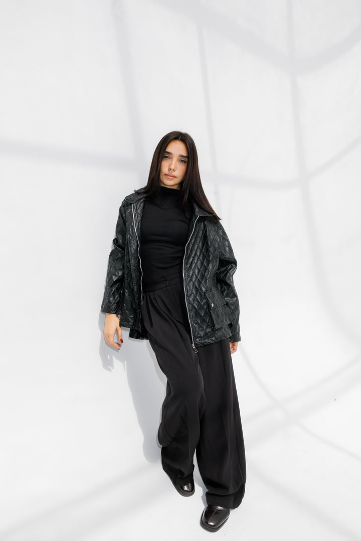 Embroided Leather Jacket - Black (Limited Edition)