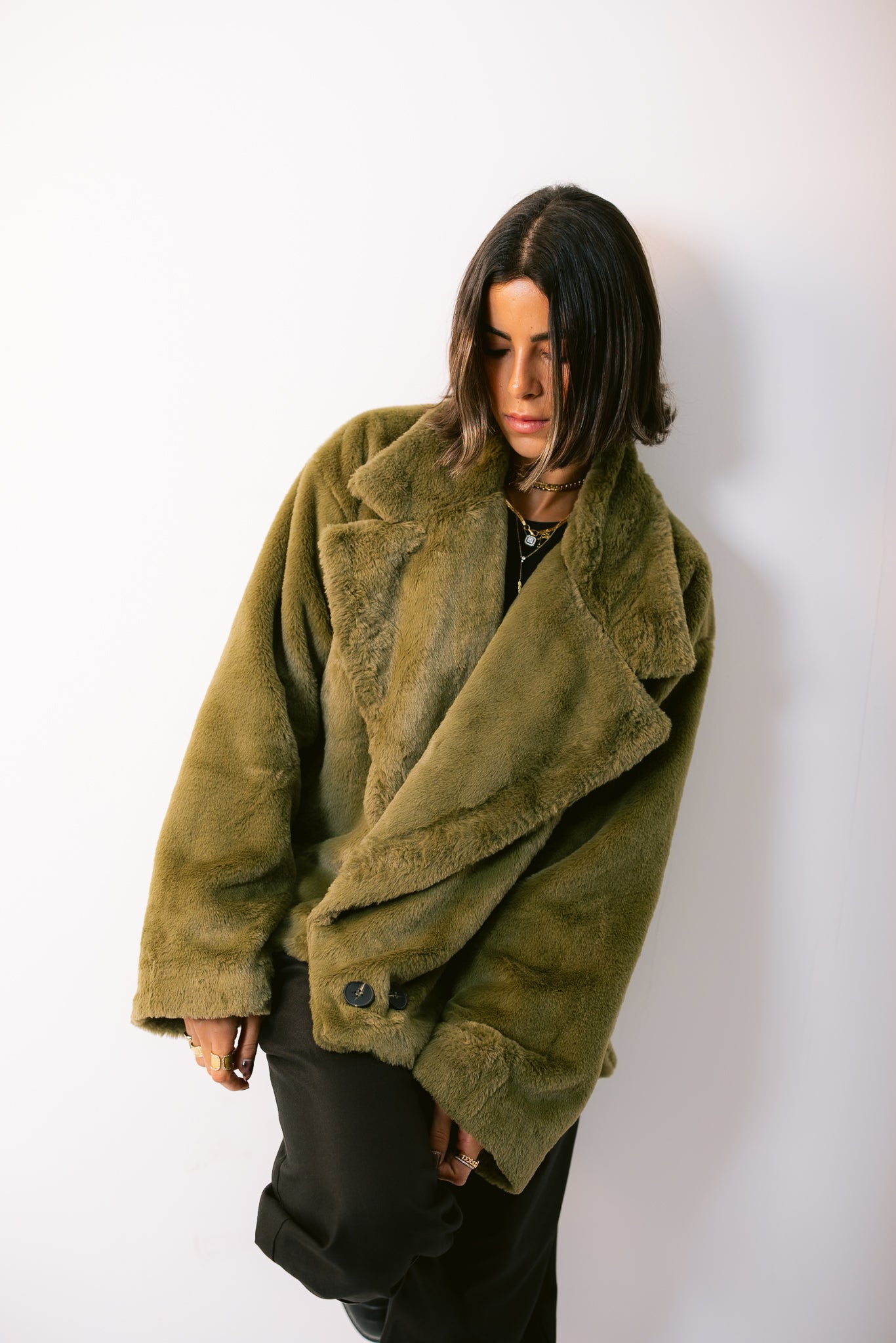 Faux Fur Jacket - Olive