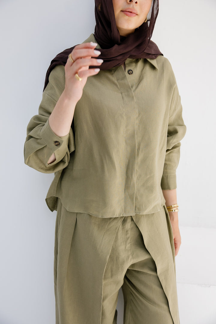 Essential Linen Shirt - Olive