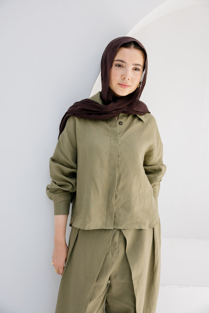 Essential Linen Shirt - Olive