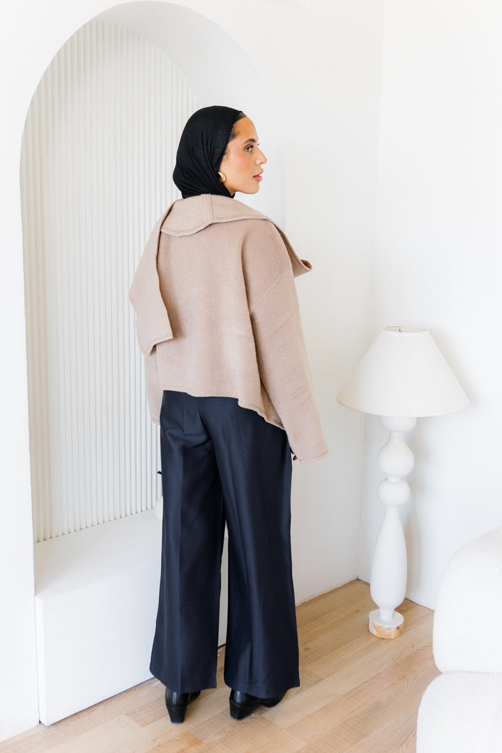 Scarfed Wool Jacket - Beige