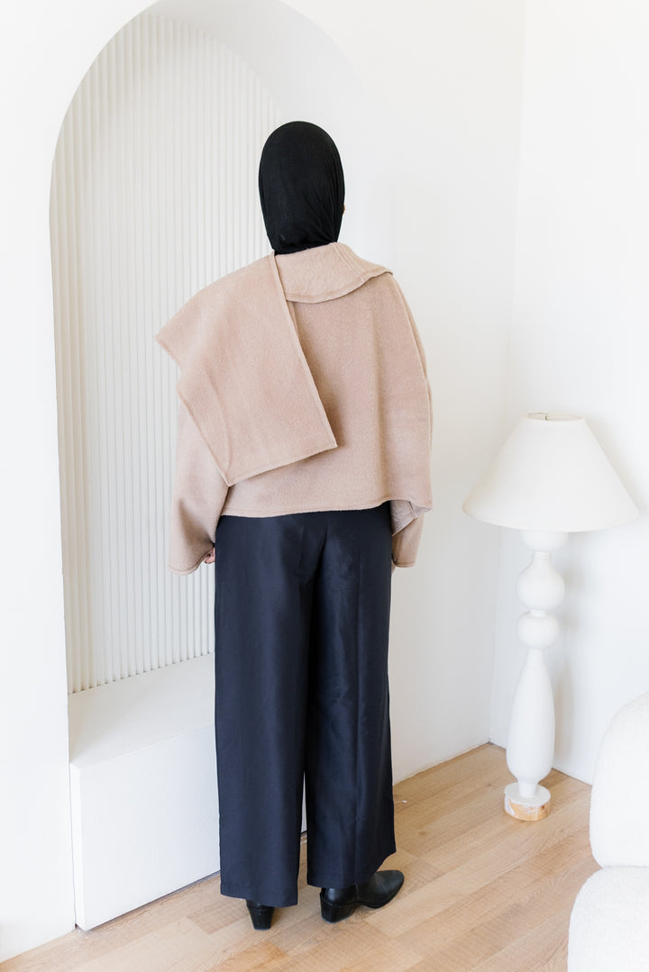 Scarfed Wool Jacket - Beige