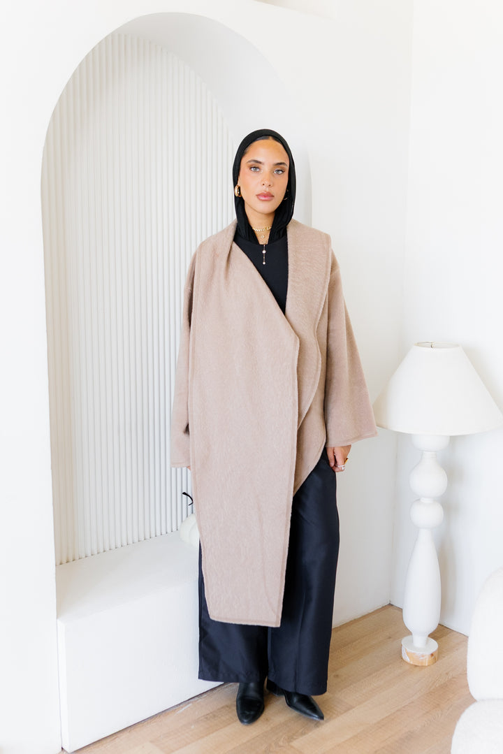 Scarfed Wool Jacket - Beige