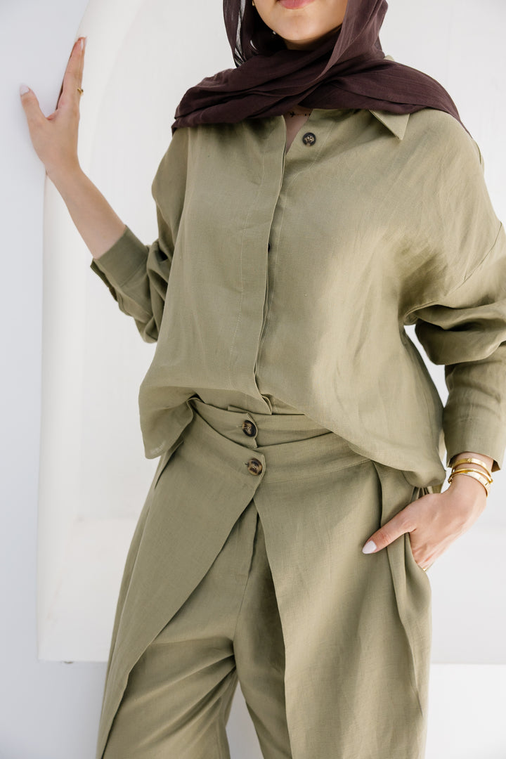 Essential Linen Shirt - Olive