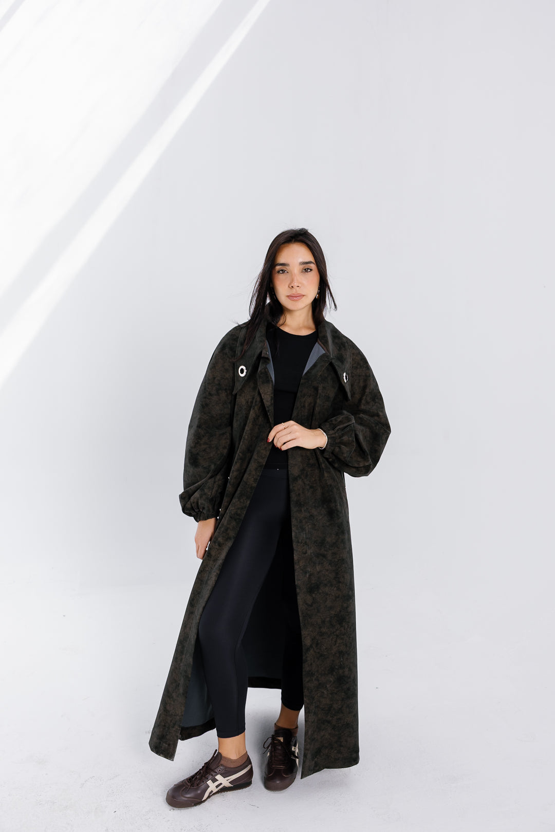 Matte Leather Coat - Brown