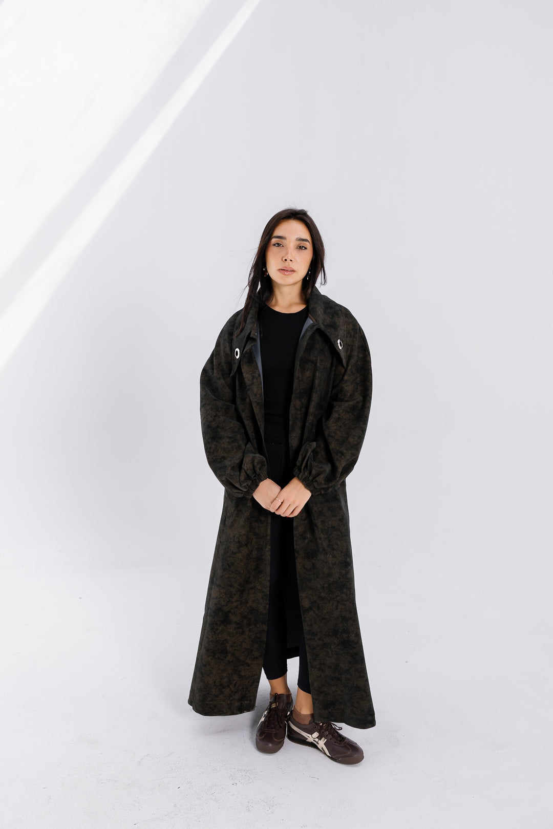 Matte Leather Coat - Brown