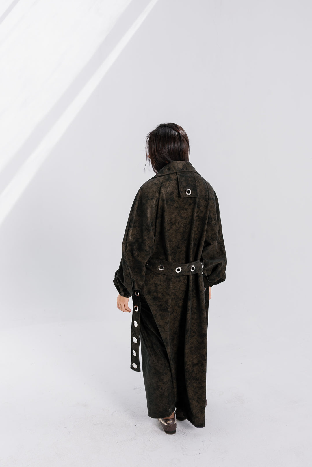 Matte Leather Coat - Brown