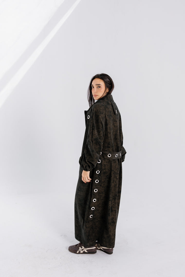 Matte Leather Coat - Brown
