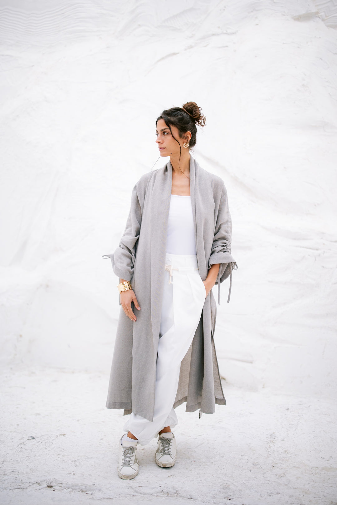 The Round Up Scarfed Kaftan - Grey