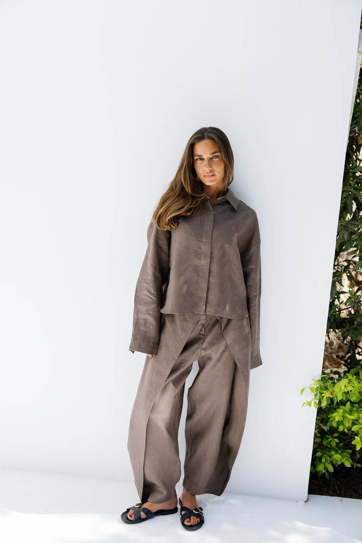Essential Linen Shirt - Brown