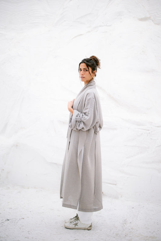 The Round Up Scarfed Kaftan - Grey