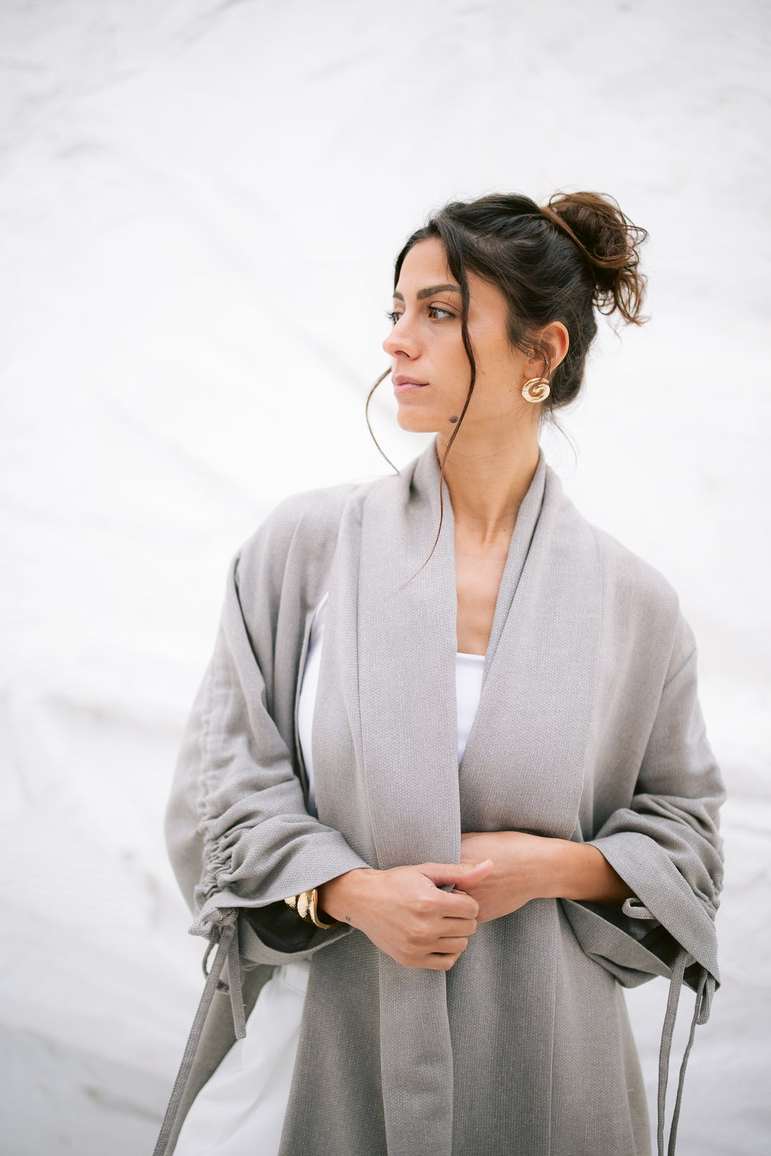 The Round Up Scarfed Kaftan - Grey