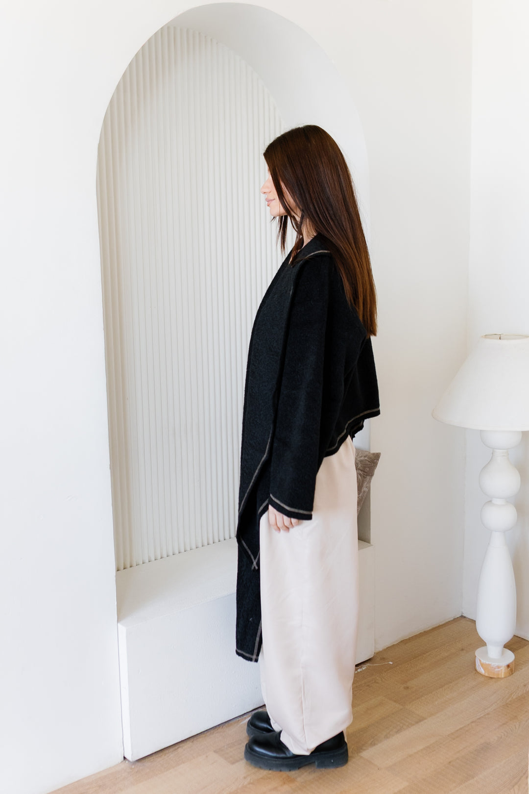 Scarfed Wool Jacket - Black