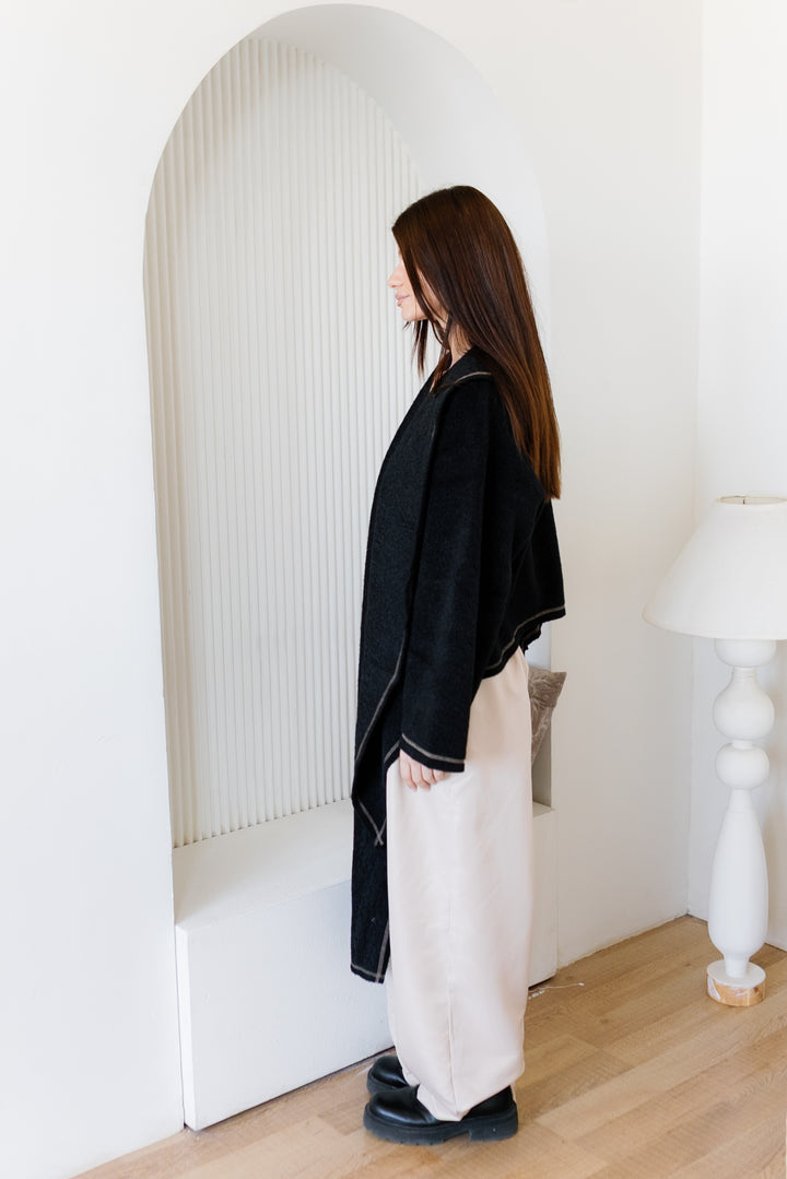 Scarfed Wool Jacket - Black