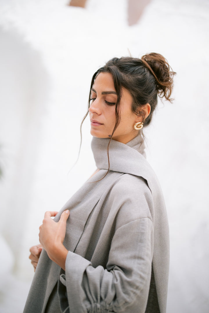 The Round Up Scarfed Kaftan - Grey