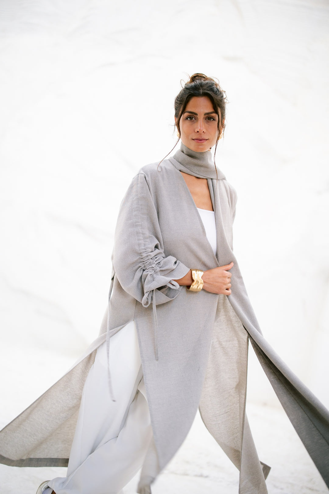The Round Up Scarfed Kaftan - Grey