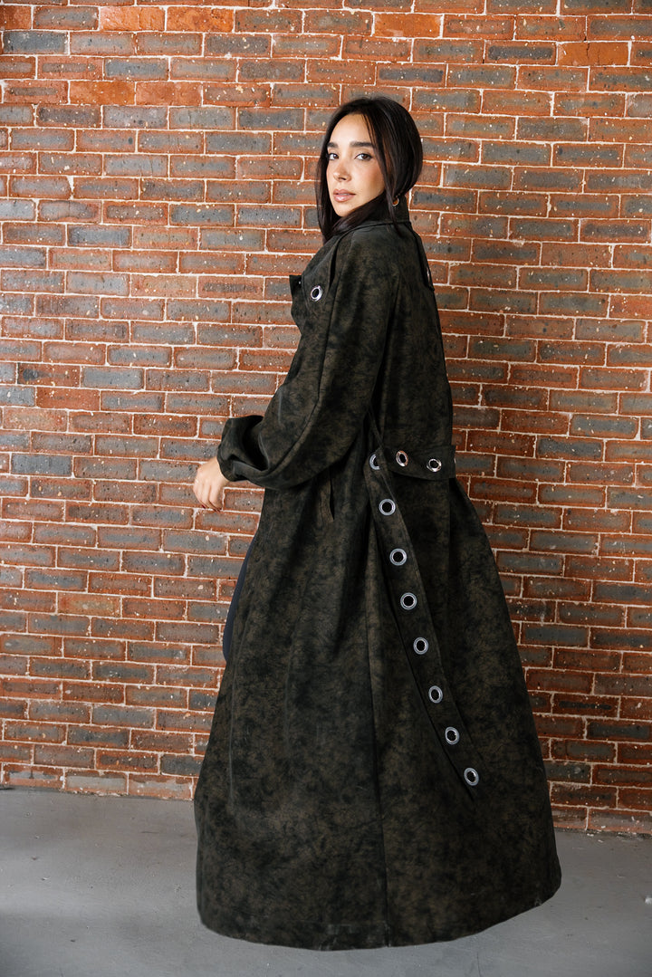 Matte Leather Coat - Brown