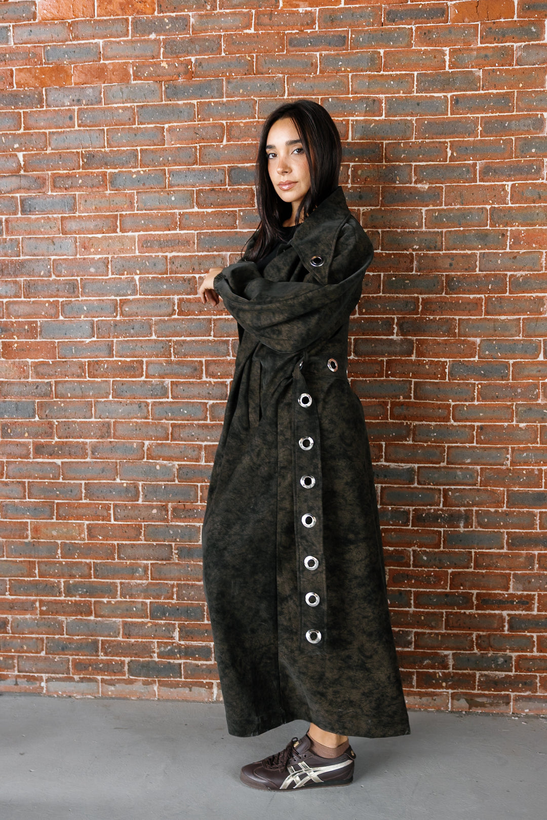 Matte Leather Coat - Brown