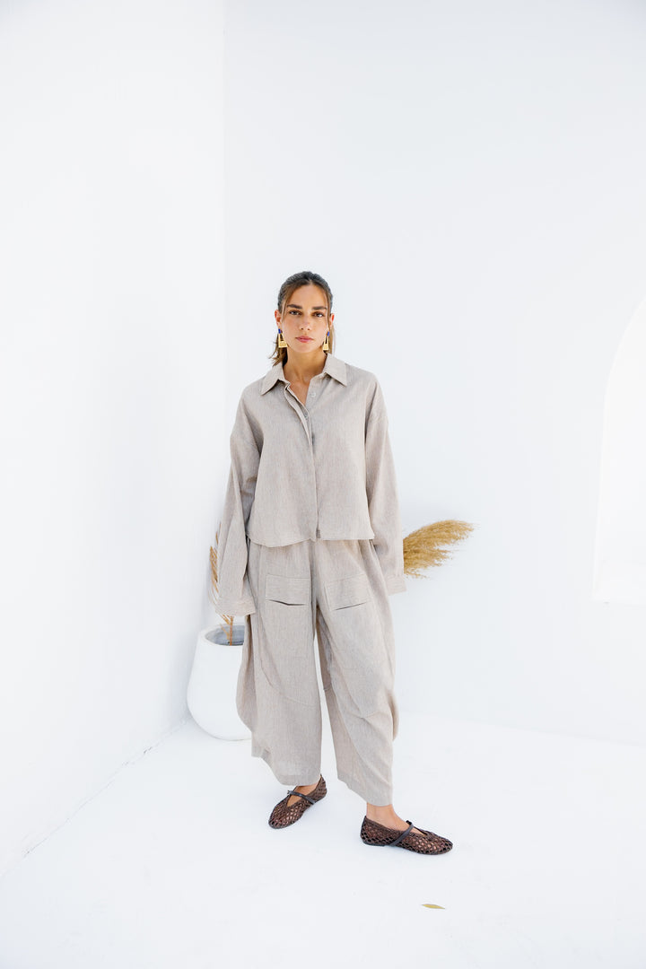 Breeze Balloon Linen Pants - Nude Beige
