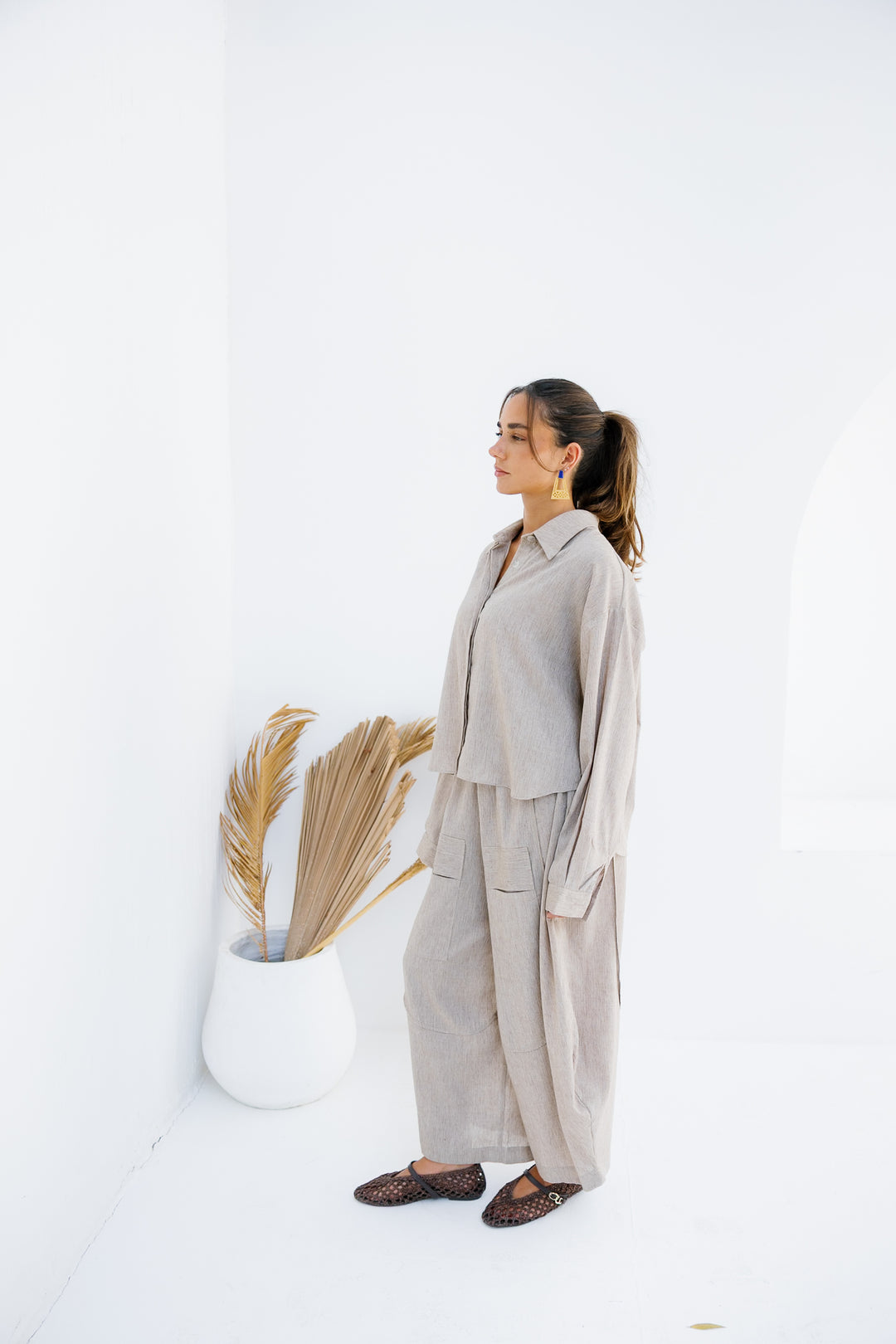 Breeze Linen Shirt - Nude Beige