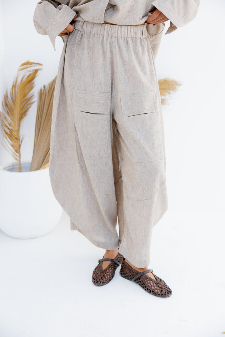 Breeze Balloon Linen Pants - Nude Beige