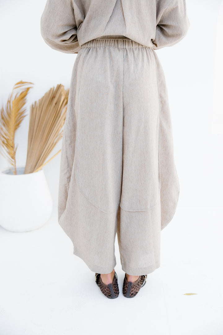Breeze Balloon Linen Pants - Nude Beige