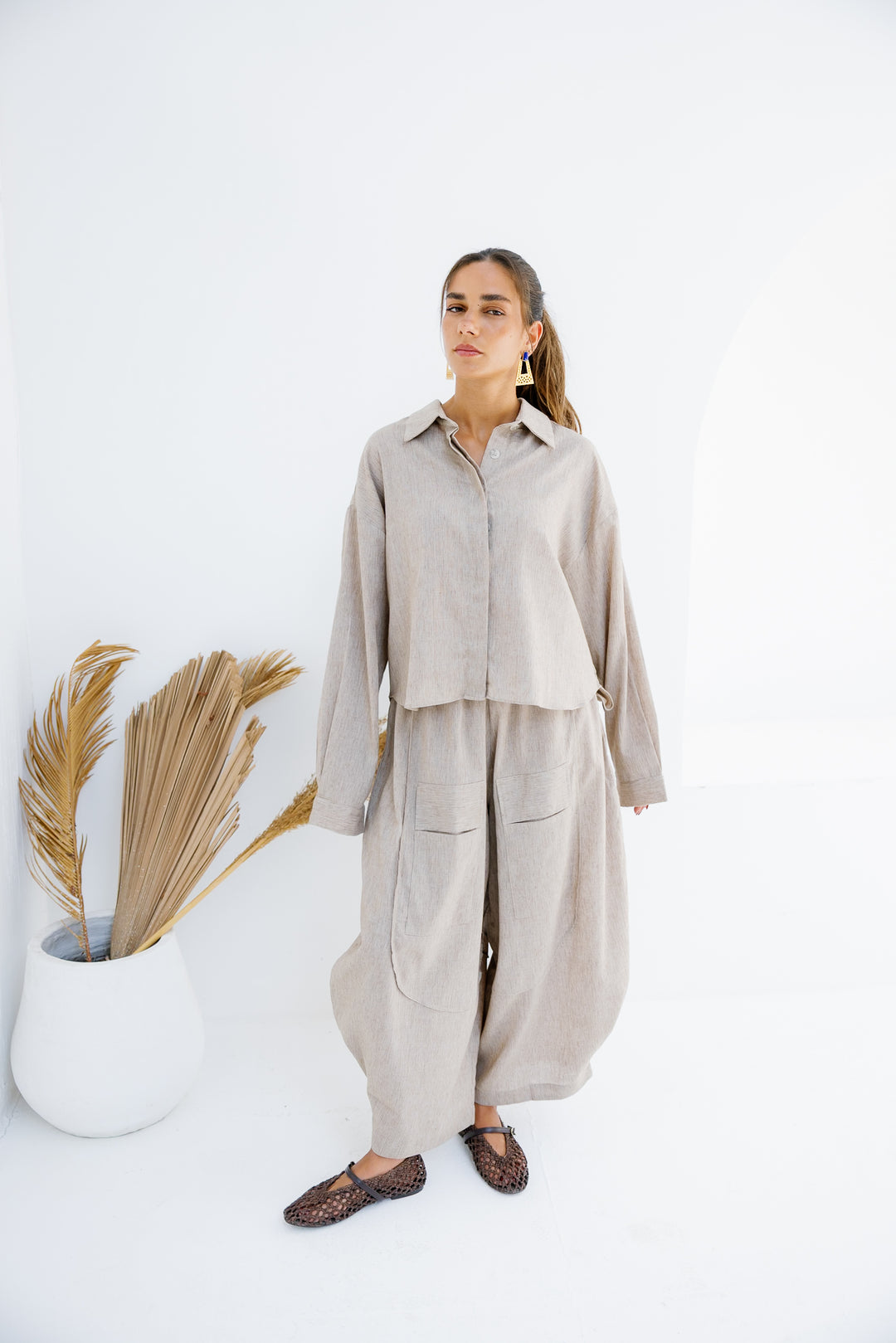 Breeze Linen Shirt - Nude Beige