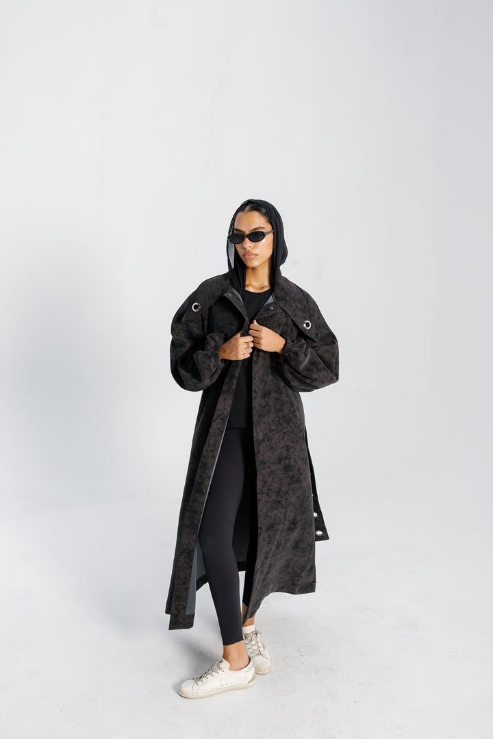 Matte Leather Coat - Burgundy