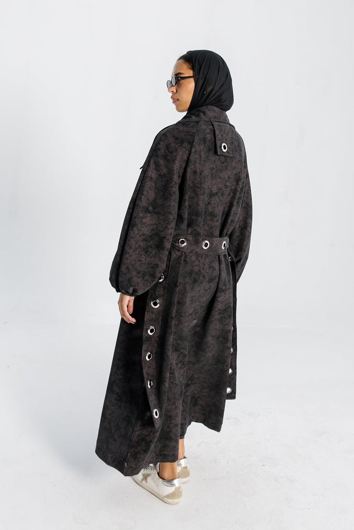 Matte Leather Coat - Burgundy