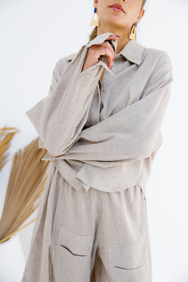 Breeze Balloon Linen Pants - Nude Beige