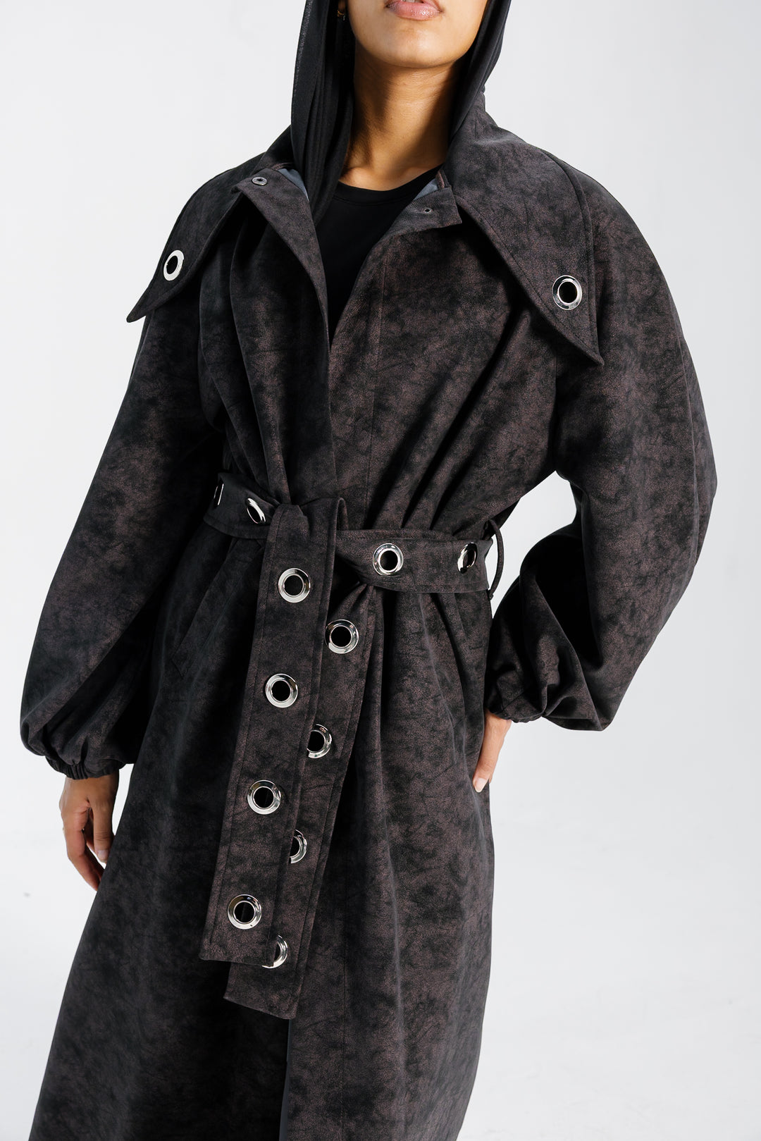 Matte Leather Coat - Burgundy