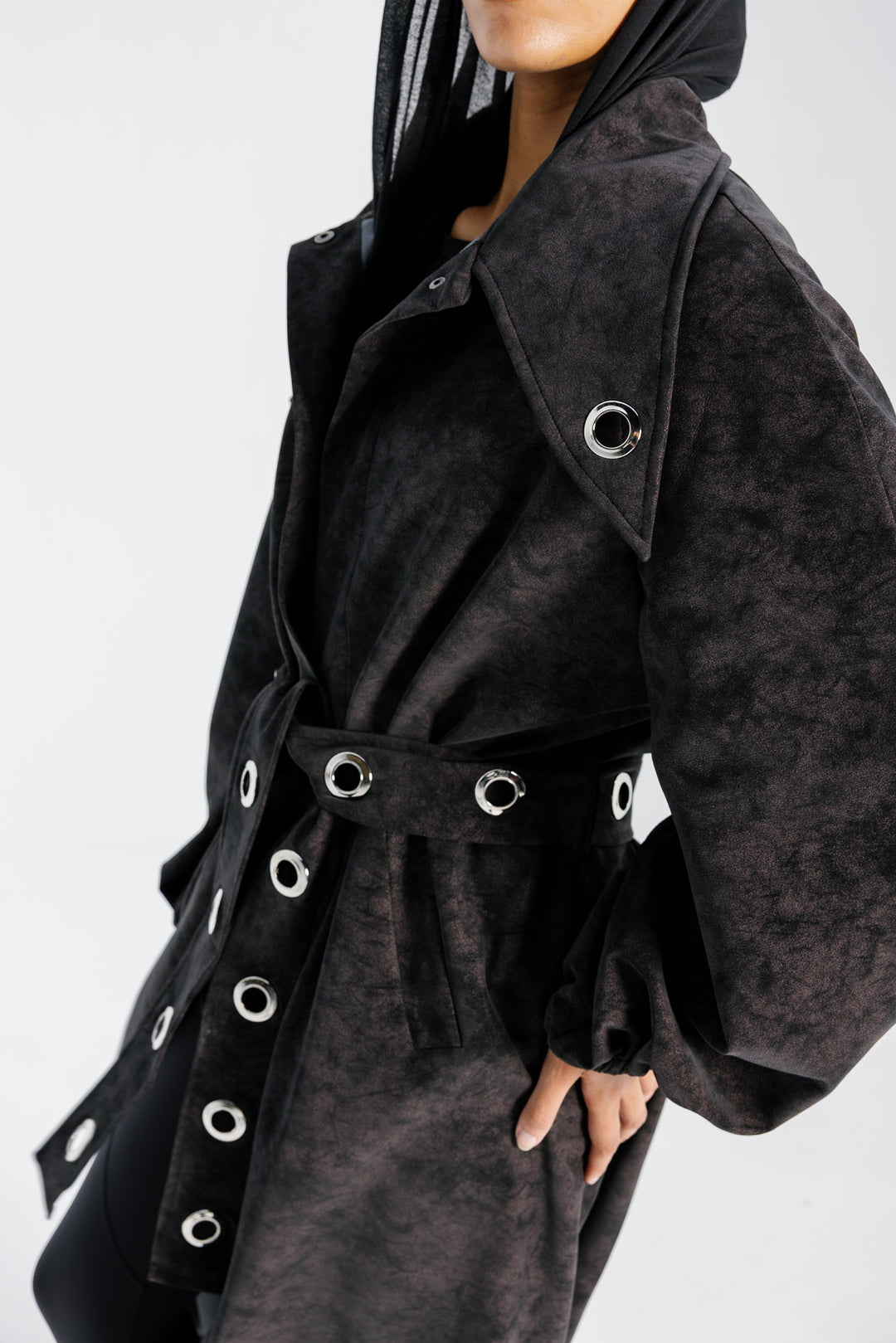 Matte Leather Coat - Burgundy