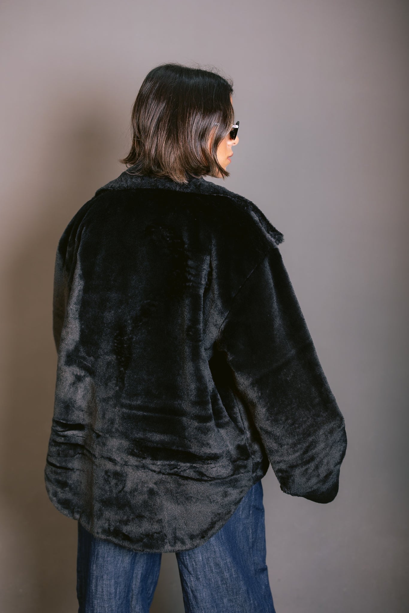 Faux Fur Jacket - Black