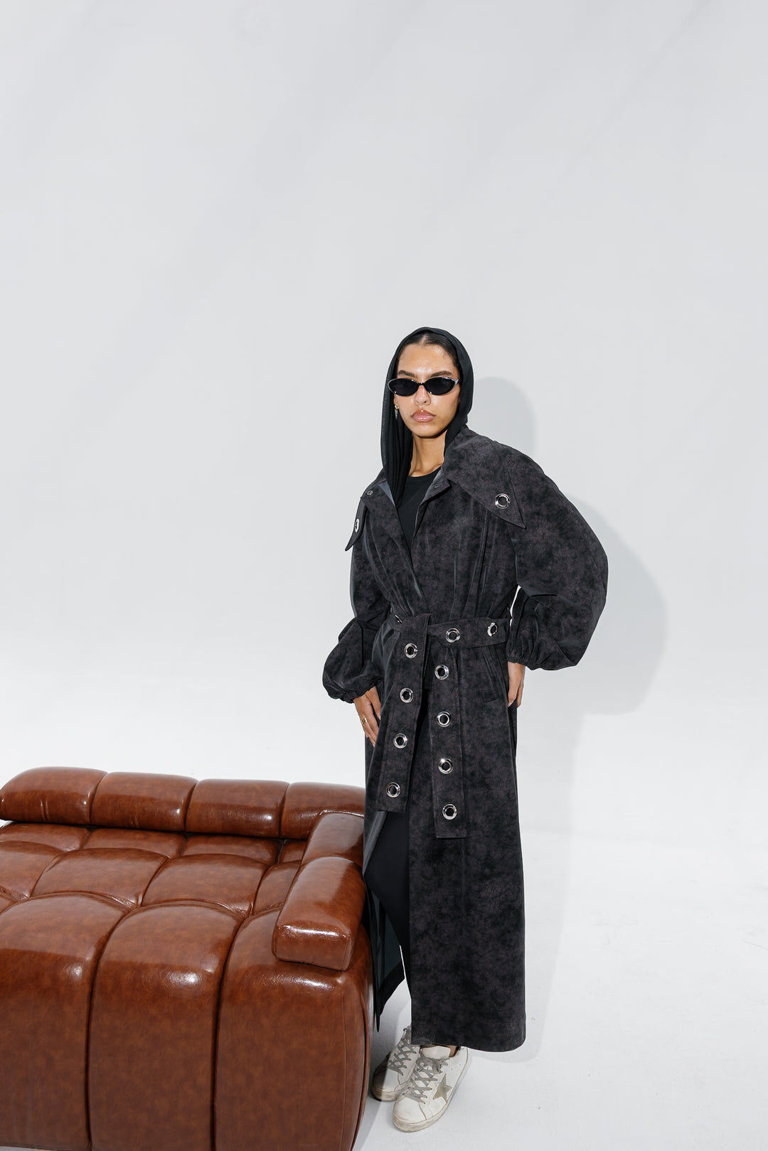 Matte Leather Coat - Burgundy