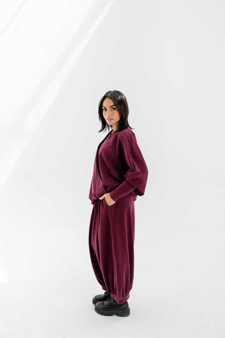 Gather Pants - Burgundy