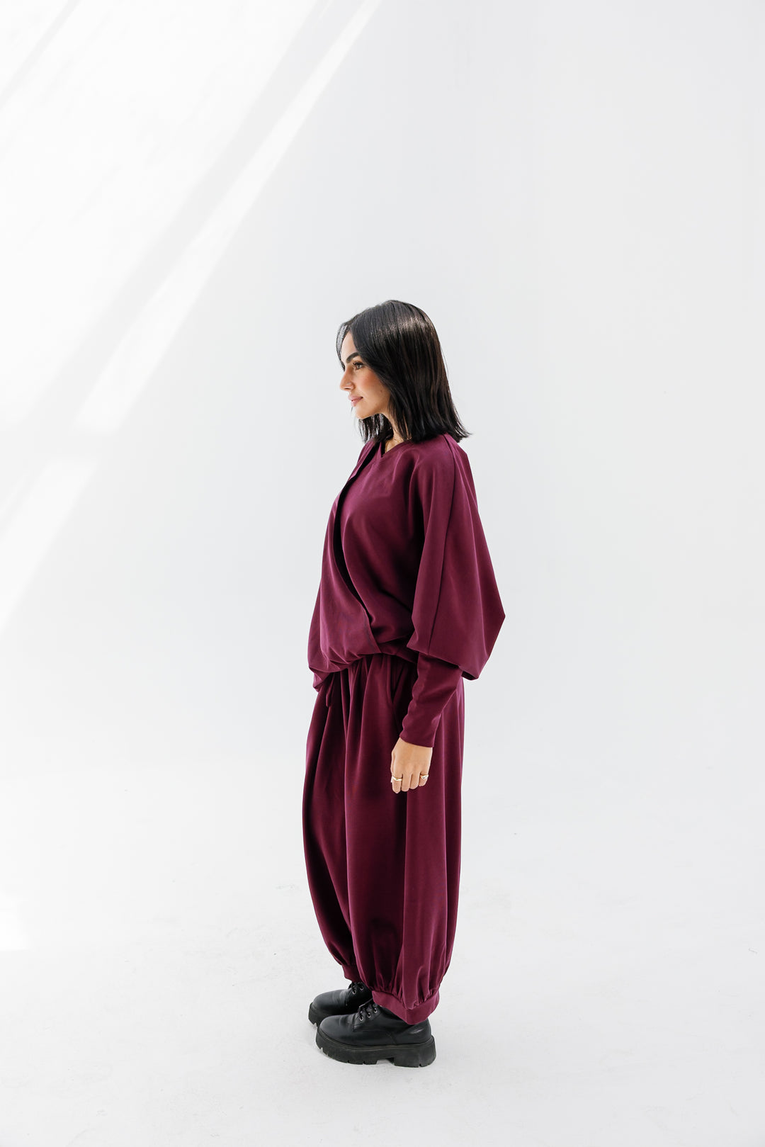 Gather Pants - Burgundy
