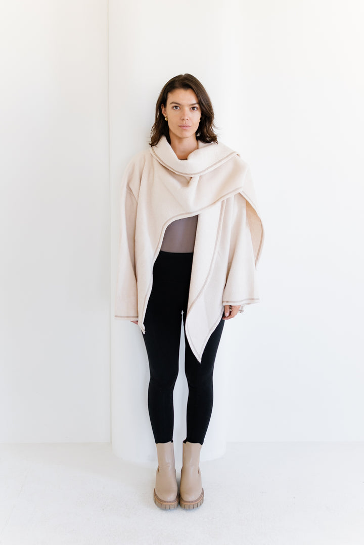 Scarfed Wool Jacket - Creme