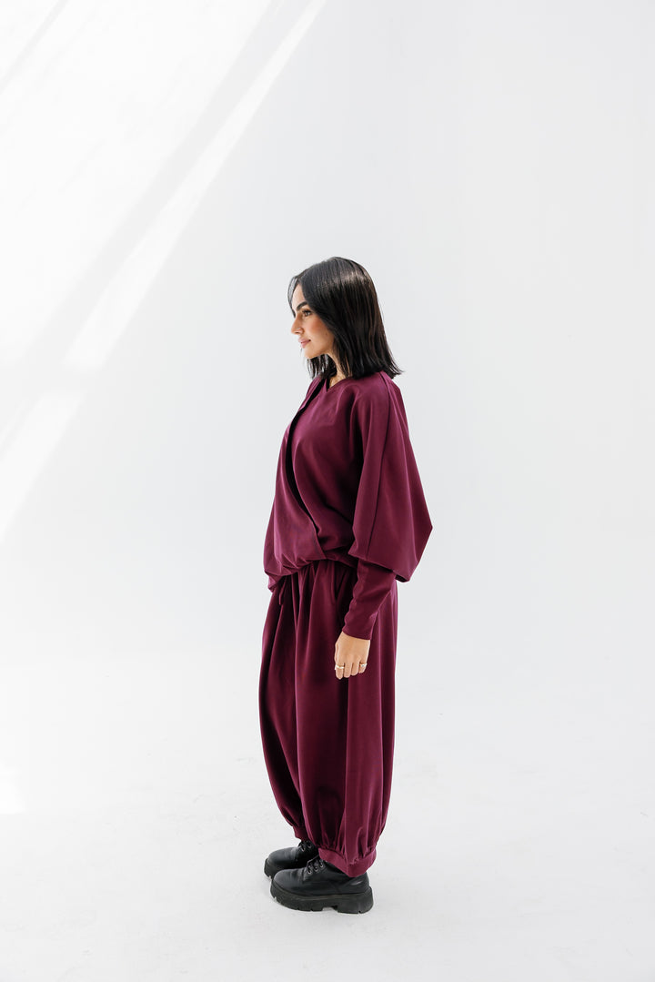Gather Top - Burgundy