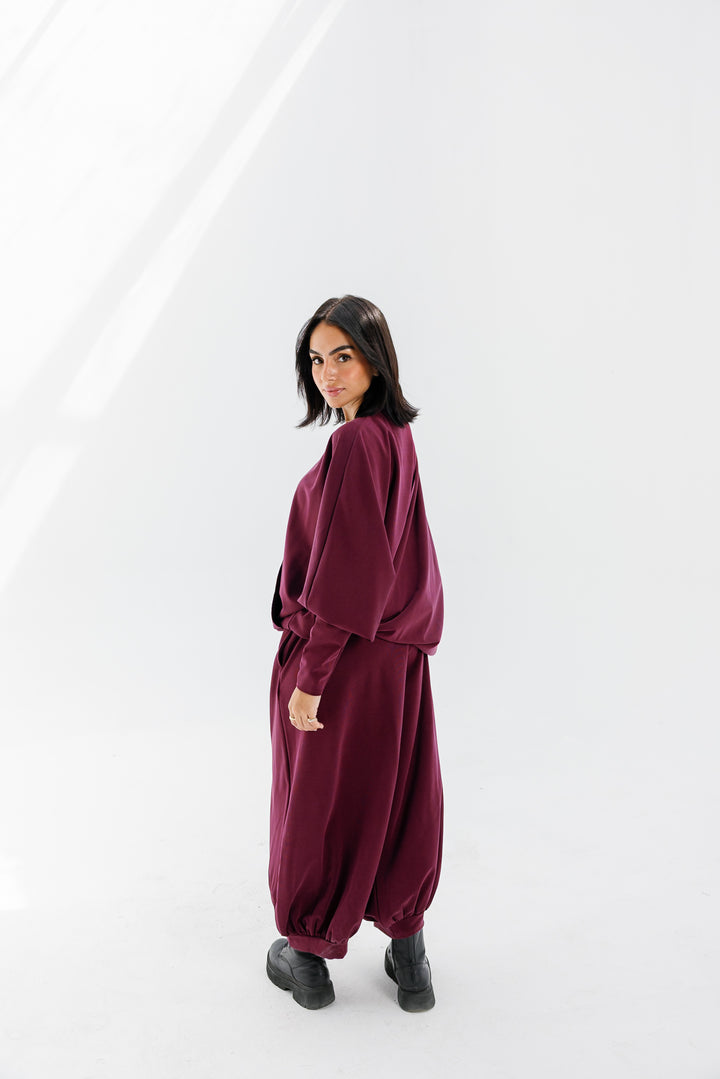 Gather Pants - Burgundy