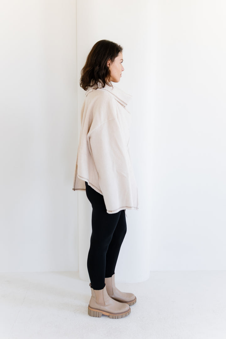 Scarfed Wool Jacket - Creme