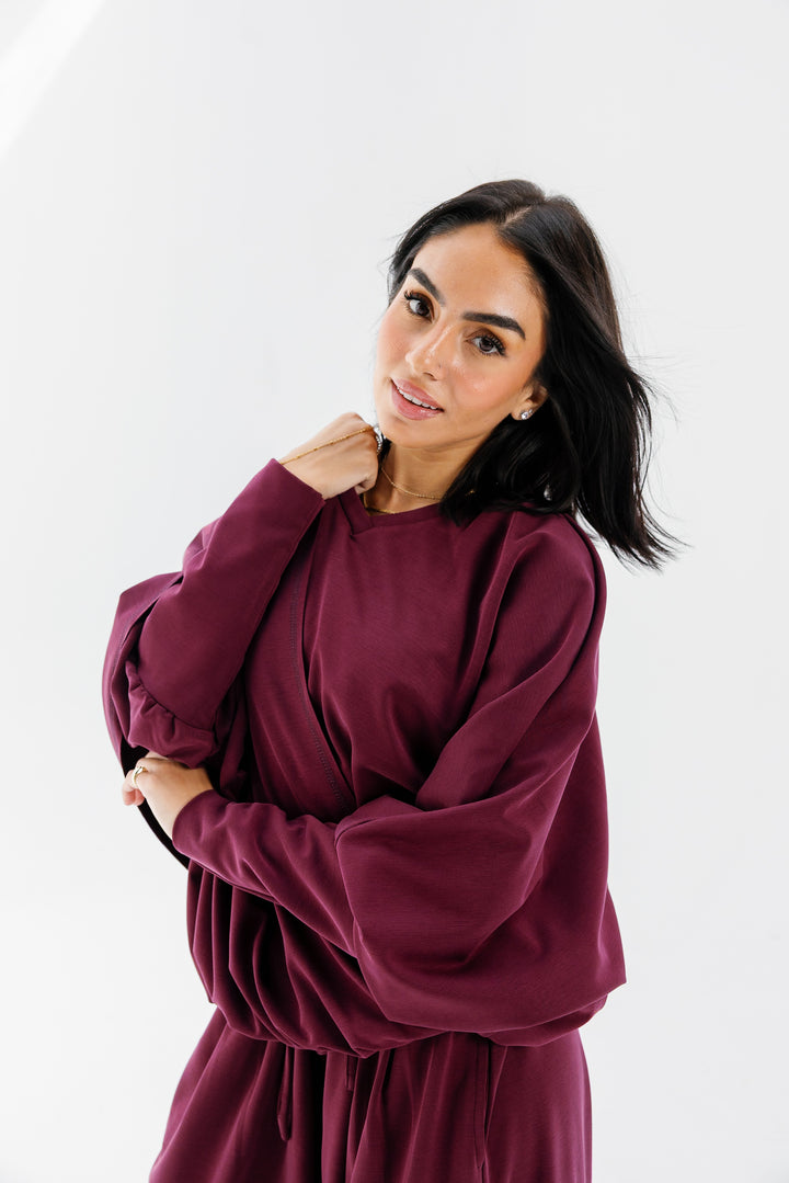 Gather Top - Burgundy