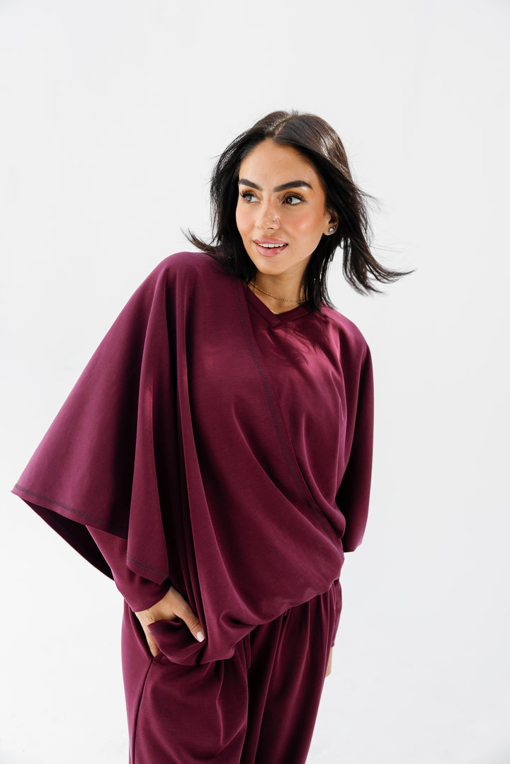 Gather Top - Burgundy